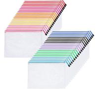 40 pochettes A4, 10 couleurs, pochettes en filet imperméables, bandes transparentes pour documents, produits de beauté, fournitures de bureau, factures, fournitures scolaires et de voyage