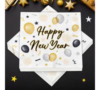40 serviettes jetables Happy New Year pour le réveillon du Nouvel An, décoration de table pour le réveillon de la Saint-Sylvestre 2026, serviettes pour la décoration de table du réveillon de la