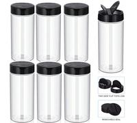 400 ml Bocal à épices transparent en plastique PET réutilisable avec double couvercle, récipient de stockage d'herbes et d'épices avec vaporisateur 6 pièces,8 pièces,1 pièces,16 étiquettes + 1 stylo (