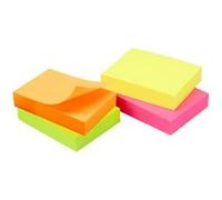 WAYTEX 400 Notes autocollantes repositionnables couleurs Néon 4 blocs de 100 feuilles 3,75 x 5 cm sens vertical