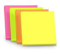 400 Notes autocollantes repositionnables Waytex 4 blocs de 100 feuillets 75 x 75 mm couleurs néon assorties 4 Couleurs pastel assorties G