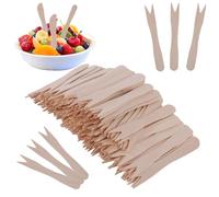 400 Pièces Fourchette Des Frites en Bois Bio, Fourchette en Bouleau | Petite Fourchette Jetables, Naturel Fourchette à Goûter en Bois pour Anniversaires, Fêtes, Camping (8,5 x 1CM)