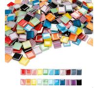 400g Mosaique Carrelage, Mini Mosaique Loisir Creatif en Cristal, Kit Mosaique en Verre Carré pour la Décoration DIY de Pots de Fleurs Cadres Photo Vase Sous-verres Porte-stylos(Colorées,10*10*4mm)