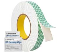 4026 Ruban mousse PE double face 10mm x 10m - Ruban de montage puissant pour panneaux enseignes UPVC plastique et intérieur - Bande adhésive durable résistante aux intempéries avec lingettes IPA