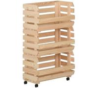 407®Neu Meuble Chariot à légumes - Desserte de cuisine sur roulettes Desserte chariot de service 37x30x80 cm Bois de pin solide Ret