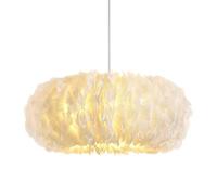 40CM / 15.9" Blanc Plume Pendentif Anneau Plume Abat-Jour Suspension Lampe Luminaire Plafonnier Plume Lustre pour Salon, Chambre