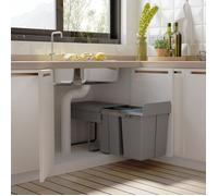 40L poubelle encastrable coulissante tri sélectif 3 bacs amovibles pour meuble de cuisine dès 40 cm