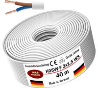 40m de câble flexible en plastique H05VV-F 2x1,5 blanc Câble flexible pour appareils