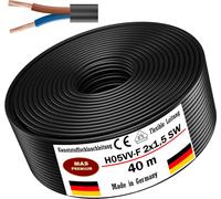 40m de câble flexible en plastique H05VV-F 2x1,5 noir Câble flexible pour appareils