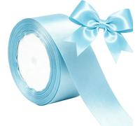 40mm Bleu ciel Rubans pour emballage cadeau 22 mètres Rubans Satin, Bleu ciel Satin Ruban Roll pour Polyester Ruban pour Bouquet de Fleurs,Couture,Nœuds,Gâteau,Décorations de Mariage Satins Décor