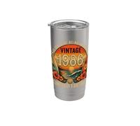 40th Birthday Tropical Vintage 1986 40 Years Old Men Women Gobelet isotherme en acier inoxydable double paroi
