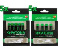 40x PATONA Premium USB-C AAA et AA Piles rechargeables au lithium (10x blister de 4)