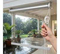 40x200cm Rideau Pluie Transparent PVC Balcon,Store Enroulable Imperméable | Store Manuel pour extérieur Balcon véranda Baie-Vitrée Rail Aluminium,0.5mm,toile Protection Pluie Vent,Montée Manuelle