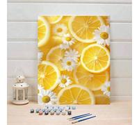 40x50cm/16x20in Peinture à numéro DIY Marguerite Citron Artisanat Décoration de maison pour adultes Cadeau de vacances 40*50 Sans cadre,20x30cmNon-tissé