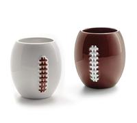 40YARDS Tasses Football Américain | 2 Mugs Céramique | 330 ml | 2 Couleurs | Duo marron et blanc avec coutures en relief | 330 ml par tasse | Pour café, latte, thé et cacao | Cadeau football américain