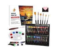 41 Pcs Kit de Peintures Acryliques Kit de Peinture Aquarelle Ensemble Fournitures de Peinture Professionnelles avec 24 Tubes TOILE