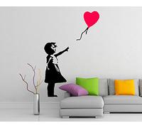 41 x 60 cm Mural en vinyle Banksy Fille au ballon forme coeur/Street Graffiti Art Home Decor Sticker Mural amovible en vinyle Motif Random cadeau offert!