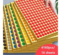 4160 pièces/16 feuilles d'autocollants de points colorés, petits autocollants de codage d'étiquettes de points colorés, fournitures scolaires, saison de la rentrée scolaire Taille Unique,32 feuillesPa