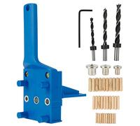 41Pcs Gabarit de Trou de Poche, Kit Guide de Perçage Droit Bois 6/8/10mm, Gabarait de Goujon Menuiserie à Trou Droit, Outil de Perçage Portable, Gabarits pour Goujon en Bois à Main (Bleu)