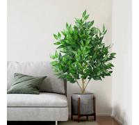 42-64 cm Plante d'eucalyptus, feuille de saule tropical, branche d'arbre de banyan en plastique, feuille de ficus en soie, décoration pour la maison, vert, convient pour la maison, le bureau, le jardi