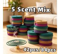 42 pièces/84 pièces Bobines d'encens à la citronnelle, meilleur choix de cadeau, mélange de 5 parfums, bâtons de fragrance en spirale, citronnelle, sauge, lavande, rose, parfum d'orange, temps de comb