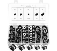 42 Pièces Colliers de Fixation de Tubes, Colliers de Serrage en Acier Inoxydable, P Clips de Serrage en Caoutchouc, P Colliers de Serrage en Métal, 6 mm, 8 mm, 9 mm, 13 mm, 16 mm (A)