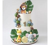 42 Pièces Décoration de Gâteau Animaux, Décoration Gâteau Jungle, Décorations Gateau Anniversaire, Topper Jungle Gateau pour Anniversaires D'enfants, Baby Shower