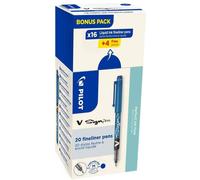 Pilot Pen Stylos-feutre V-Sign Pen - Pointe moyenne 2 mm, encre liquide - Bleu - Pack 16+4 offerts