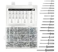 428 Pièces Ensemble de Rivets Aveugles en Aluminium, 18 Tailles Pop Rivets à Tête Plate, Assortiment de Rivet Pop pour Métal, Bois, Plastique