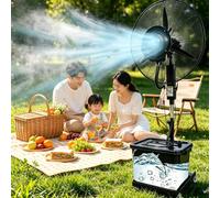 42L Grand Format Ventilateur Brumisateur Industriel Haute Vitesse, Oscillation 90°, 3 Vitesses Réglables Ventilateur sur Pied, Hauteur Réglable, Roulettes pour Terrasse, Entrepôt Extérieur pour Patio