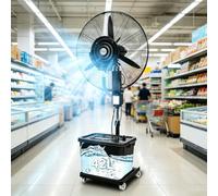 42L Grand Format Ventilateur Brumisateur Industriel Haute Vitesse, Oscillation 90°, 3 Vitesses Réglables Ventilateur sur Pied, Hauteur Réglable, Refroidissement Extérieur pour Patio, Atelier, Serre