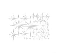 42Pcs Star Mirror Wall Stickers Acrylic Reflective Decals(Silver) | 42-piece set, star shape, mirror finish, self-adhesive, enhances room brightness