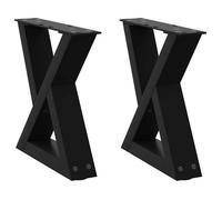 431120& Pieds de table basse - Haut de gamme - 2 pièces Noir 40 x (30-31,3) cm Acier