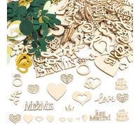 434 Pcs Décoration De Mariage En Bois + 200pcs Confettis Vert De Table | Décoration De Table De Mariage En Cœurs De Bois Mr & Mrs Confettis Décoratifs De Table pour Mariage Fiançailles Banquet