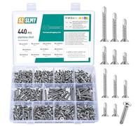 440 Pcs Vis Autoforeuse Metal, M4,8 M4,2 à Tôle Autoperceuses à Tête Fraisée Cruciforme, à Tête Plate, Vis Autoforante en Acier Inox, Vis Autotaraudeuses, Vis Autoperceuse pour Métal Bois
