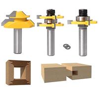 45 Degrés Verrouiller Mitre Routeur Bit + Mèche de Langue + Fraise à Rainurer, Fraise à Bois pour Outils de Menuiserie (1/2'' (12,7mm))