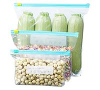 45 Pièces Sac Congelation Zip Reutilisable,3 Tailles Sachet Congelation,Matériau PE Sac de Conservation Alimentaire Ziplock Bag