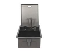 45 x 35 x 21,9 cm - Évier de cuisine encastré - Noir | Évier de camping en acier inoxydable 304 - Évier de cuisine caché avec robinet rabattable - Kit de construction pour