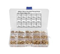 450 Pièces Ensemble de Fixations M2 à M4 en Laiton Moleté | Jeu D'écrous, Renfort de Filetage pour Coques Thermoplastiques, Usage en Électronique et Prototypage