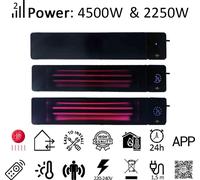 4500W/2250 watts Chauffage de terrasse infrarouge ElectricSun noir, utilisation intérieure/extérieure, avec thermostat et application, 100x18 cm