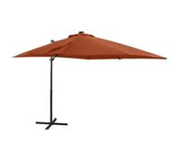 4509NEW Pro® Parasol Déporté Excentré de Balcon à Pied Toile Inclinable pour Patio Jardin avec mât et lumières LED Terre cuite 250 c