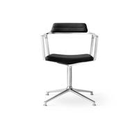 452 Chaise Pivotante avec Patins Aluminium/Cuir Noir