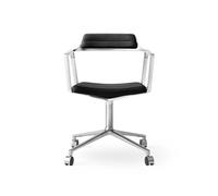 452 Chaise Pivotante avec Roues Aluminium/Cuir Noir