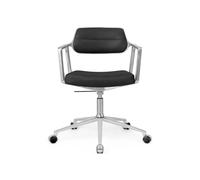 Vipp 453+ / Vipp453+ Swivel Chair chaise pivotante Vipp cuir noir / cadre en aluminium poli avec roulettes - 5705953212726