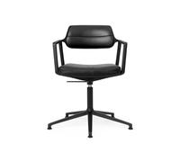 Vipp 453+ / Vipp453+ Swivel Chair chaise pivotante Vipp cuir noir / cadre noir avec patins - 5705953212757