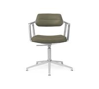 Vipp 453+ / Vipp453+ Swivel Chair chaise pivotante Vipp Bosco cuir vert / cadre en aluminium poli avec patins - 5705953212764