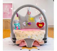 45X50CM Fauteuil Bébé dès 3 Mois, Chaise d'Apprentissage en peluche Avec Tige de Jeu, Moelleux Siège de Soutien au Sol