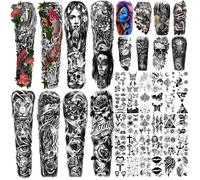 46 feuilles grand bras complet Dragon fleur manches animales tatouages temporaires pour hommes et femmes,adolescents avant-bras