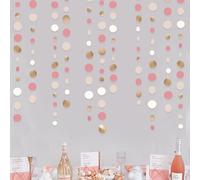 46Ft Champagne Or et Rétro Rose à Pois Papier Guirlande Bannière Décoration de Fête Or Neutre Nude Rose Crème Blanc Boho Cercle Points Streamer à Suspendre pour Anniversaire Bapteme Mariage Thé Decor