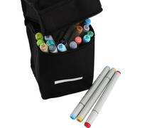 48 couleurs, marqueurs double face, ensemble de crayons à papier, trousse à crayons noire, indispensable pour les artistes